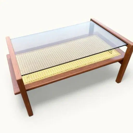 Table basse SNA Roset - Gamme cannage nylon - attribué à Michel Ducaroy - 1958