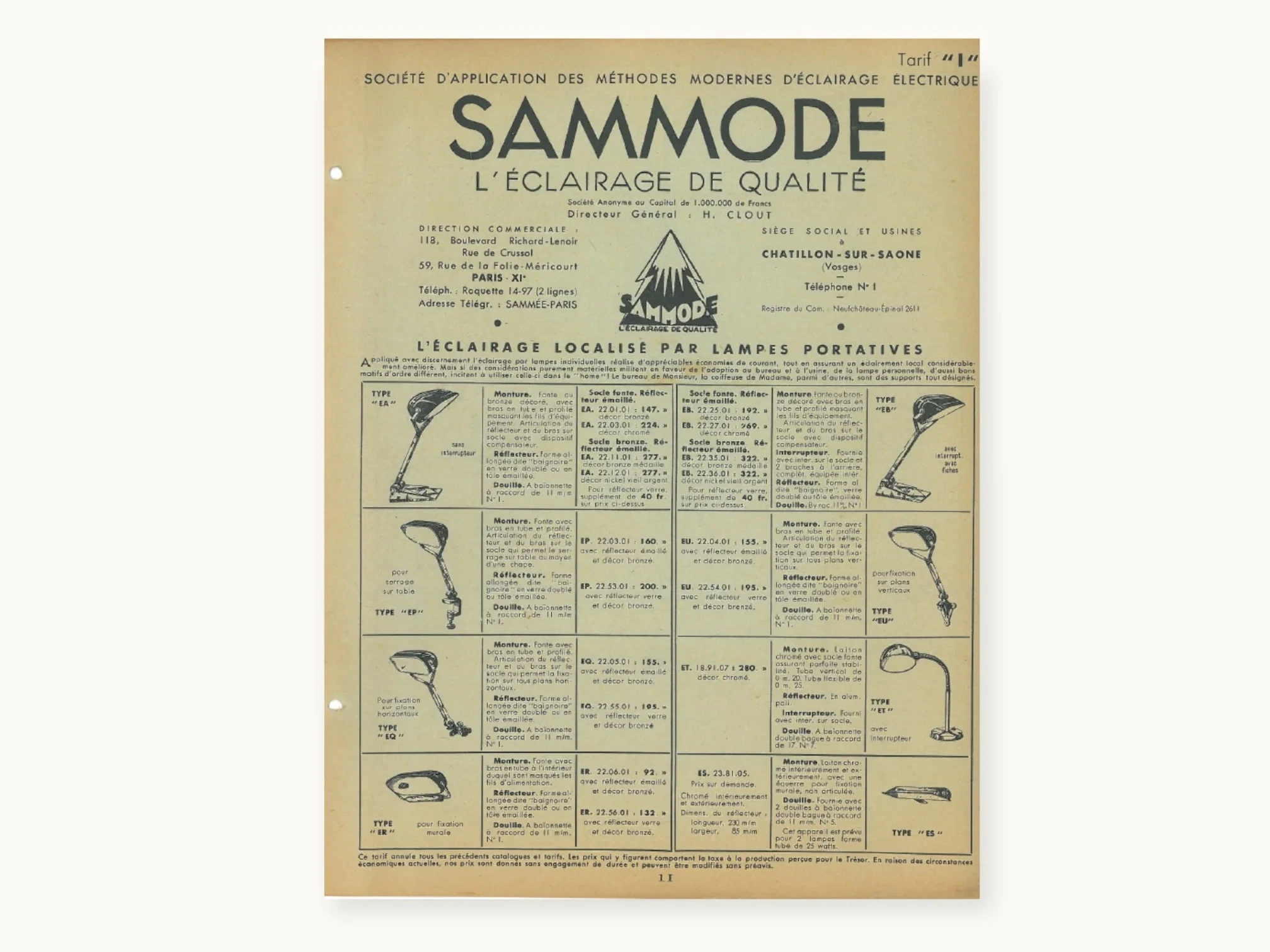 Lampe-atelier-vintage-SAMMODE-Type-EQ-vers-1930-DOC Lampe d’atelier SAMMODE — Type EQ, fixation horizontale — réflecteur « baignoire » émaillé (n° 365-4Bis)