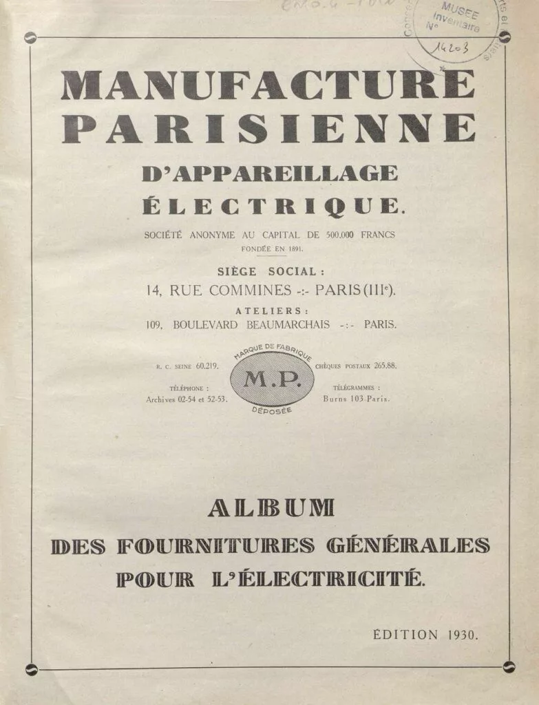 Manufacture Parisienne d'Appareillage Electrique, Catalogue 1930
