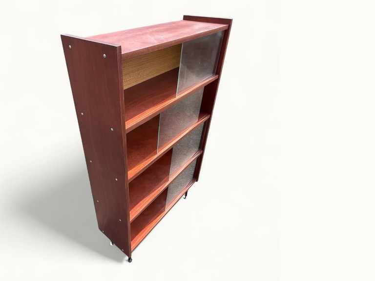 Etagere-basse-Vitrine-4 étages-OVNI-5 Bibliothèque-Vitrine-vintage-style-scandinave-4-étagères-circa-1970