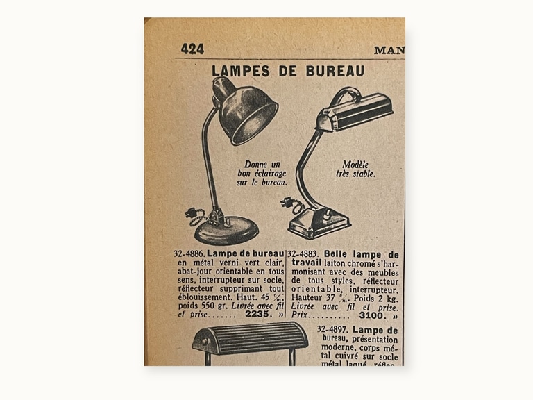 Lampe-de-bureau-manufrance-1956-5 Lampe de bureau Manufrance des années 1950 (référence catalogue 32-4886).